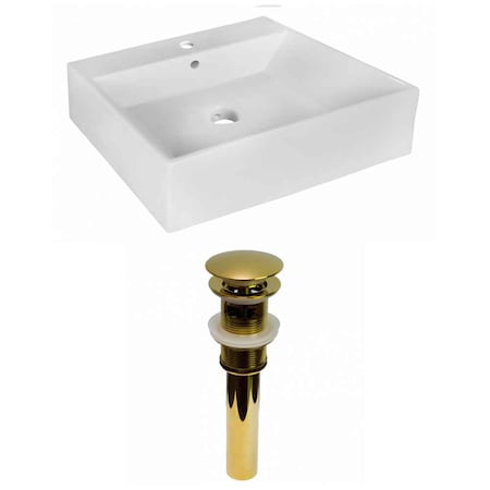 20.5-in. W Above Counter White Vessel Set For 1 Hole Center Faucet